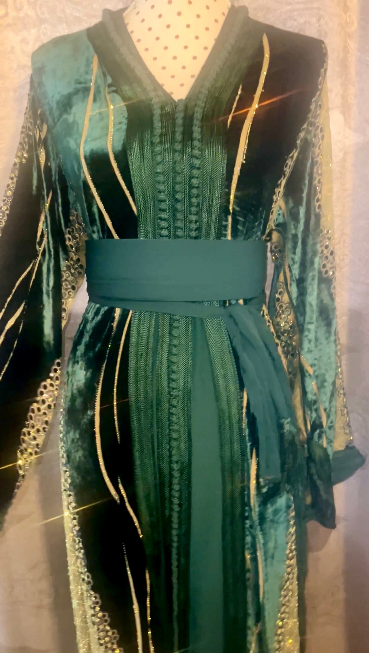 Takchita en Tlija Velours موبرة Vert Royal