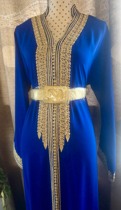Caftan Bleu Roi Col Officiel