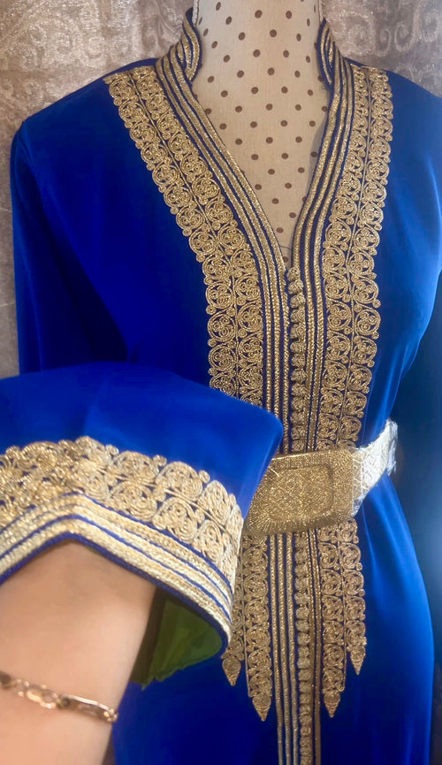 Caftan Bleu Roi Col Officiel